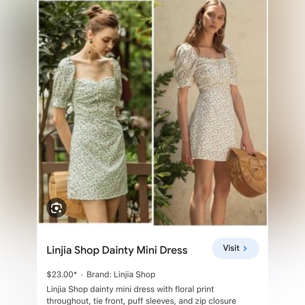 Linjia Shop size small dress with pink & green flowers.